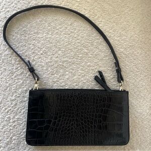Black Vegan Leather Purse in Crocodile with Gold from & Other Stories $138
